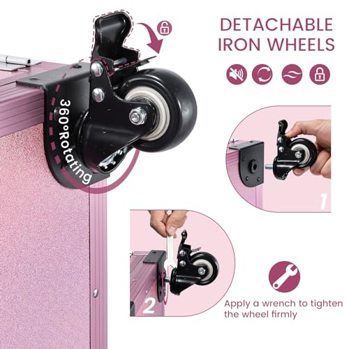 Rolling Manicure Table with 5 Drawers, Foldable Nail Desk on Wheels L19697