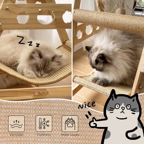 Cat Tower for Indoor Cats with Hammock and Scratching Post Y7643