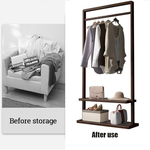Solid Wood Coat Stand with Storage Shelves N3193