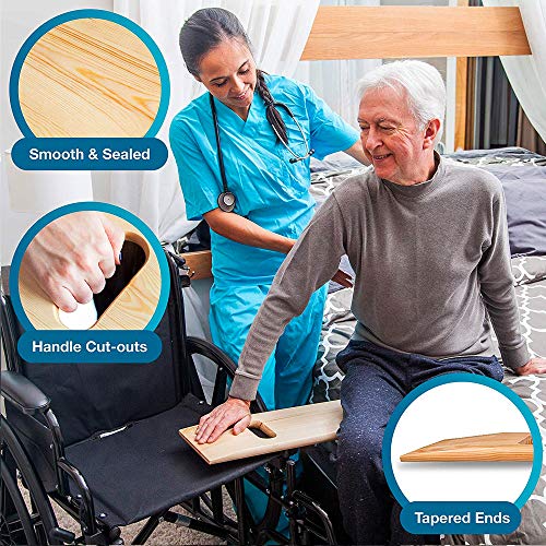 Transfer Board for Patient and Senior Slide Transfers, Heavy-Duty Wood, Holds 440 lbs B5135