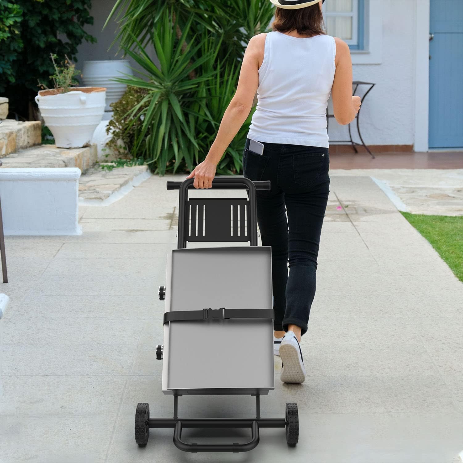 Portable Folding Grill Cart Stand with Side Shelf for 17 & 22 Inch Table Top Griddles C11809