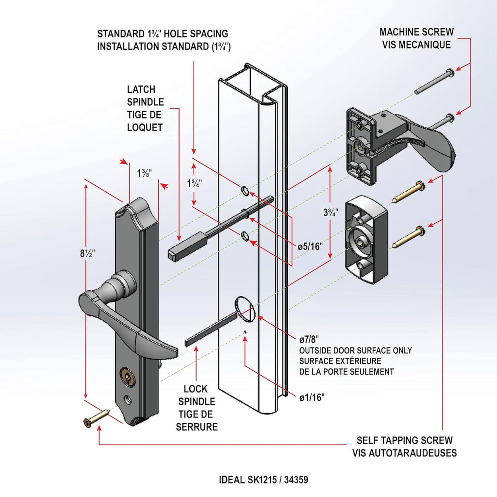 Lever Set for Storm and Screen Doors with Keyed Deadbolt, Bright Brass J4836