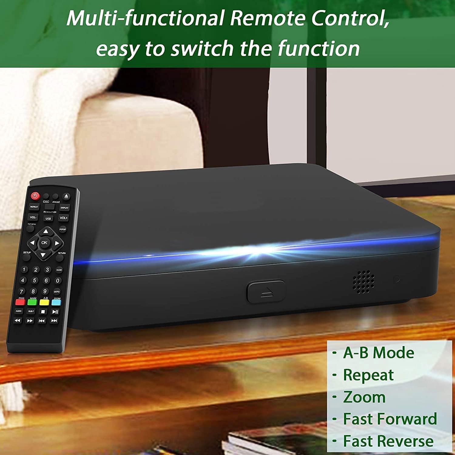 Blu Ray DVD Player, Ultra Mini 1080P, HDMI/AV Output, USB Support A7358