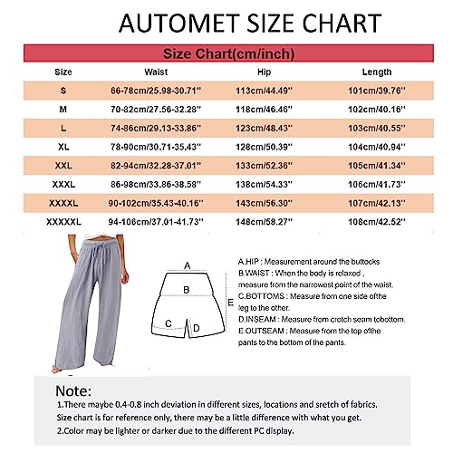 Womens Loose Wide Leg Beach Pants with Elastic High Waist S39485