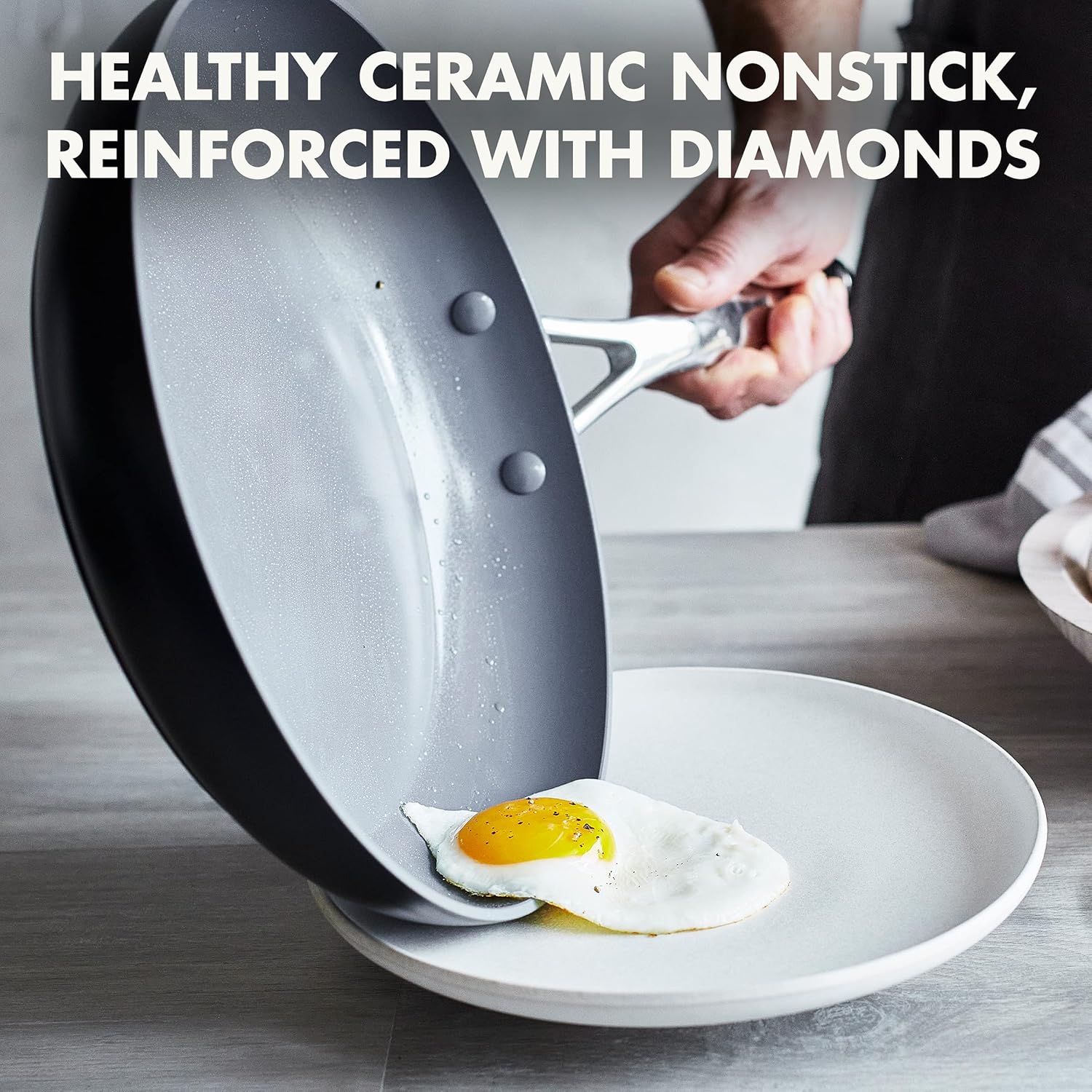 Healthy Ceramic Nonstick 10 Inch Frying Pan with Lid B486
