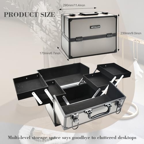 Large Makeup Train Case, Portable Travel Makeup Storage Organizer for Women X70054