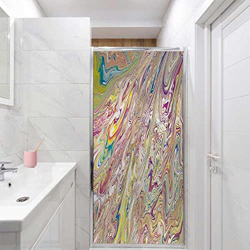 Static Cling Window Film Privacy Abstract Geometry Colorful Glass Sticker No Glue Anti UV 17.7 x 78.7 in F365679
