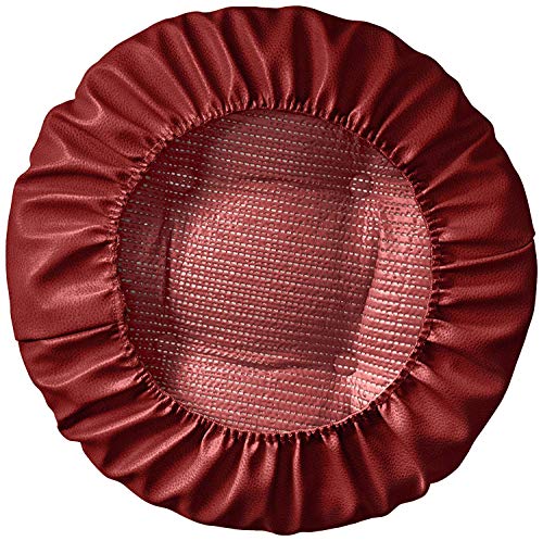 Tufted Faux Leather Round Bar Stool Cushions, 14", 4 Pack, Saddle Brown Y568661