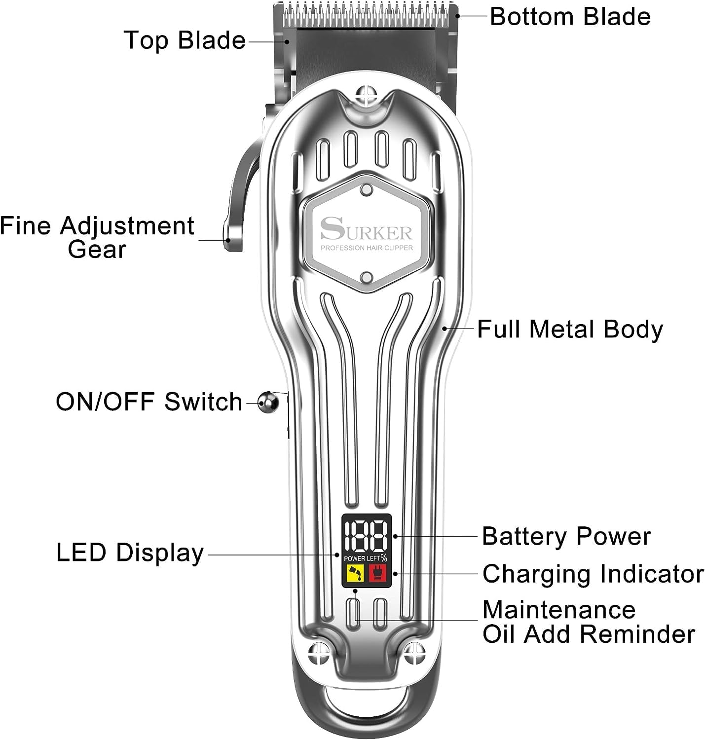 Mens Hair Clippers Cordless Trimmer Professional Haircut Kit with LED Display M1315