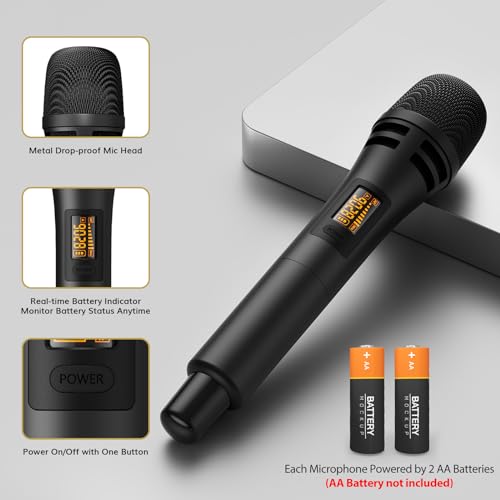Wireless Microphone System with Receiver for Karaoke and Singing K9162