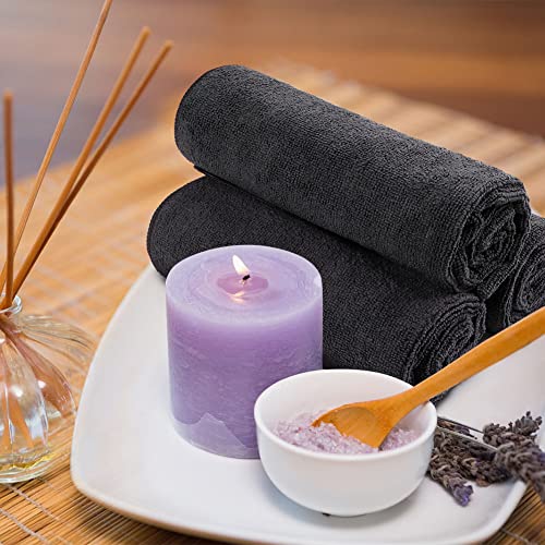 Black Salon Towel, Pack of 12, 16 x 27 Inches, Super Soft and Absorbent Microfiber K83331