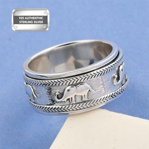 925 Sterling Silver Fidget Spinner Ring Moon Star Anxiety Ring N4074