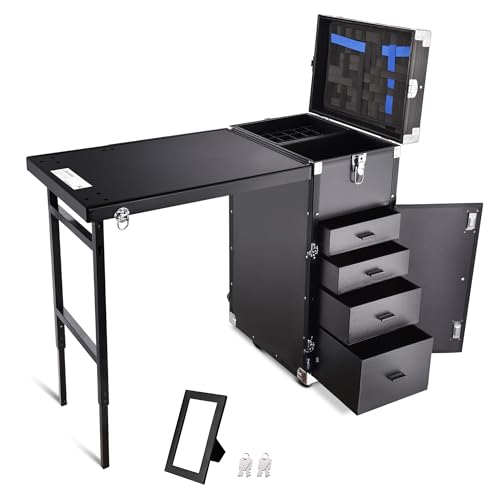 Rolling Manicure Table with 4 Drawers, Foldable Nail Station M487044