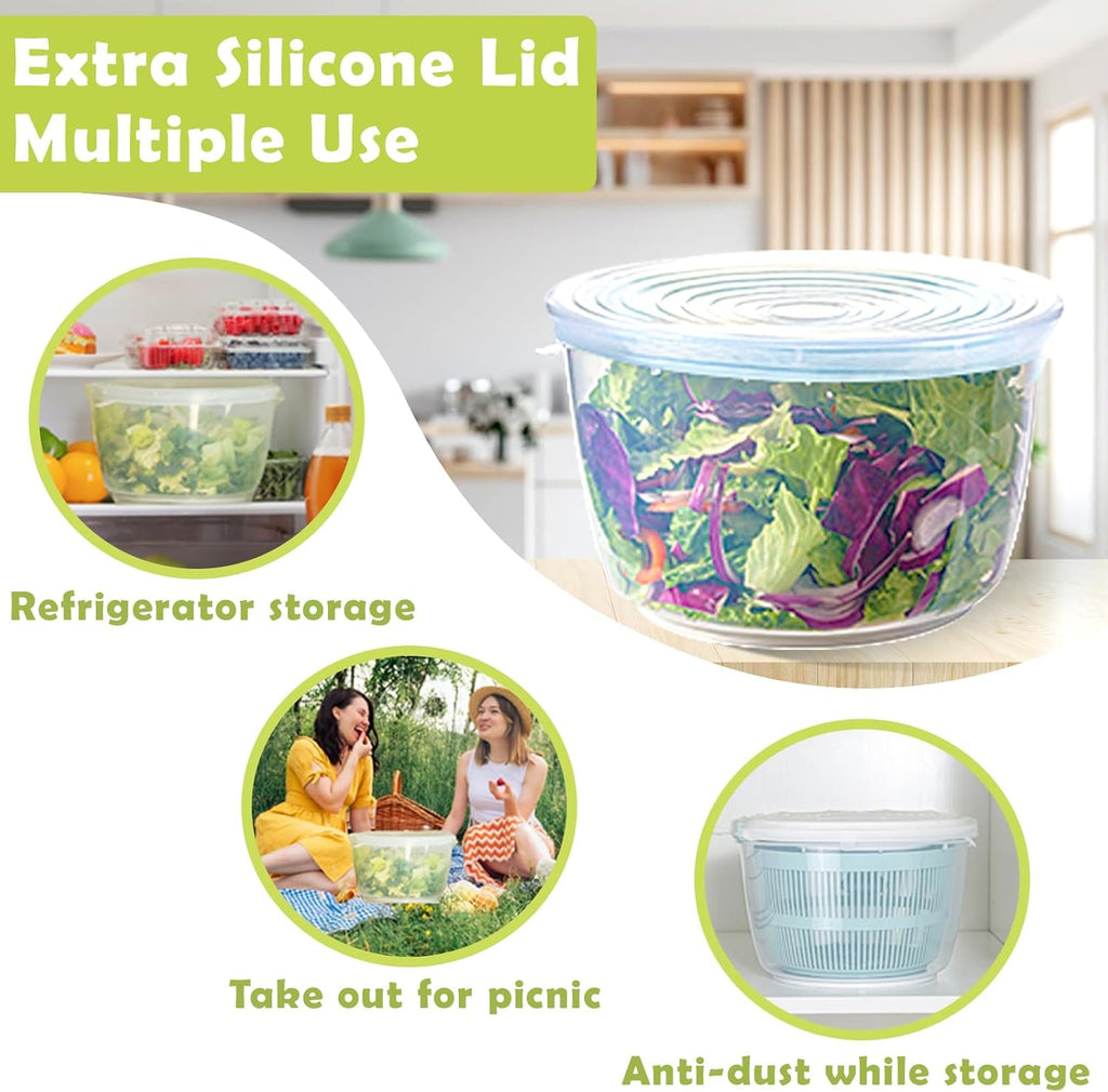 Salad Spinner, 4.8 Qt Large Capacity with Storage Lid, Non-skid Base D1698