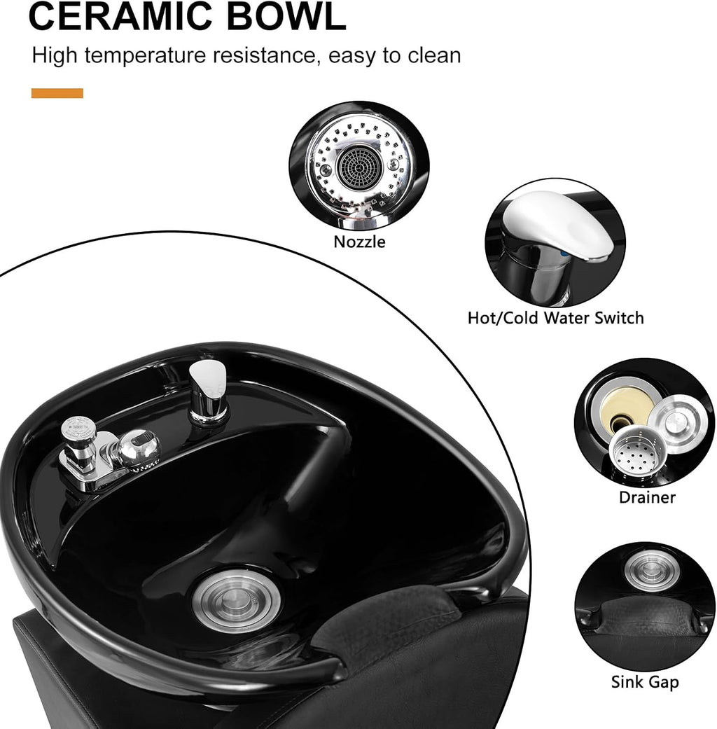 Shampoo Bowl with Adjustable Chair and Footrest W586