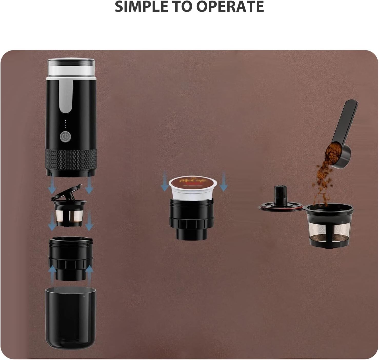 Portable Espresso Machine, Travel Coffee Maker for Camping RV Hiking W1410