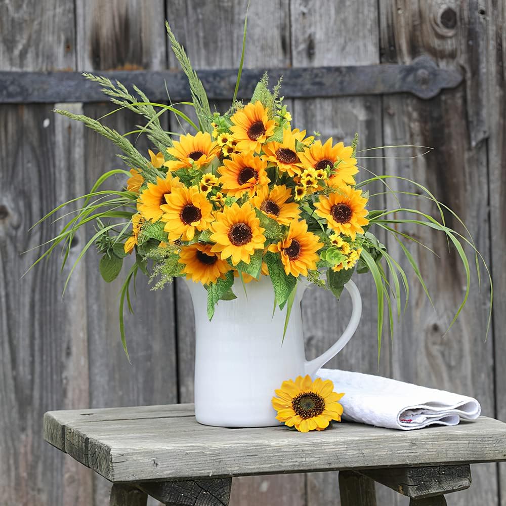 Artificial Sunflower Bouquets, 2 Bunches Fake Wildflowers for Wedding Spring Decor X718