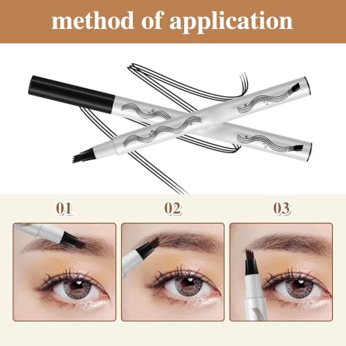 4 Tip Microblade Brow Pen, Waterproof Long Lasting Eyebrow Pencil, Light Brown N393