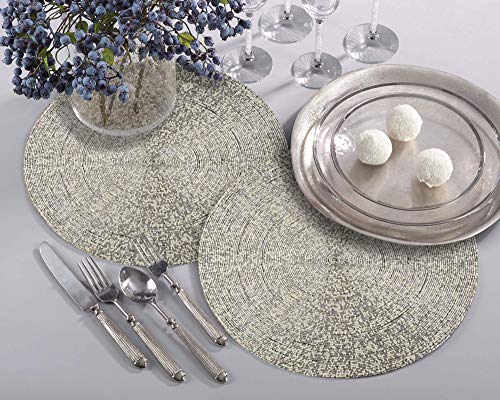 Gold Beaded Round Fabric Placemat, 14" X804773