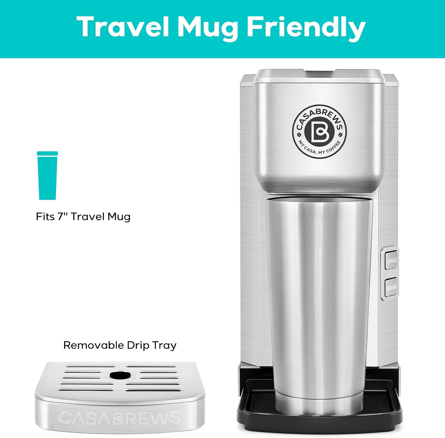 K Cup Coffee Maker, Stainless Steel, Compact Coffee Brewer N572832