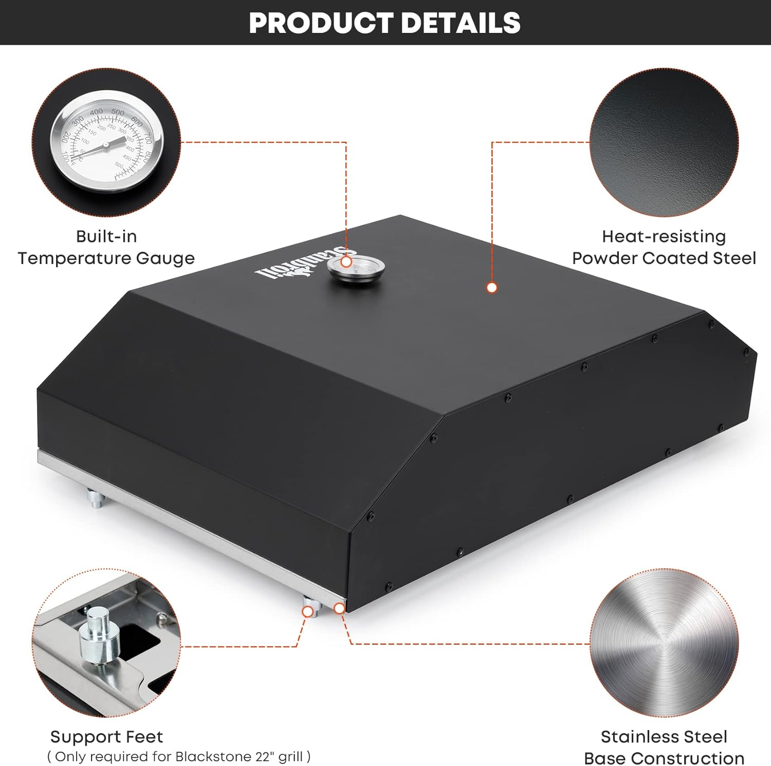 Outdoor Pizza Oven for Tabletop Griddles with Temperature Gauge and Pizza Stone U9326