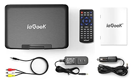Portable DVD Player 12.5" with 10.5" HD Swivel Screen, 5 Hrs Rechargeable Battery, Region-Free, Remote Control, USB & SD, Purple B7865