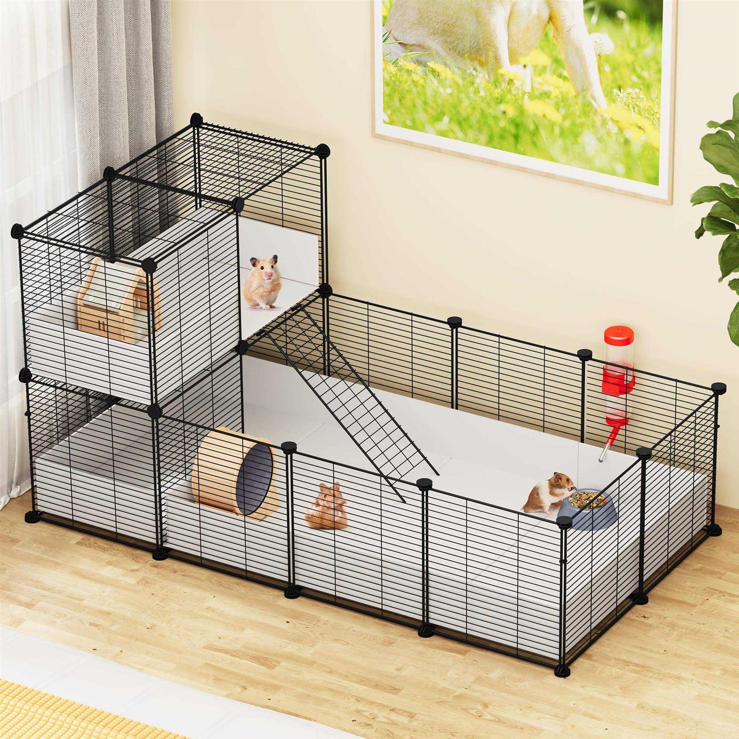 YITAHOME Guinea Pig Cage, Indoor C&amp;C Small Animal Cage with Waterproof Plastic Liner Playpen for Bunny, Chinchilla and Hamster - Pet Supplies online store