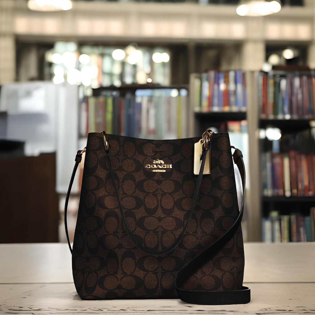 Town Bucket Bag, Brown Black V4263