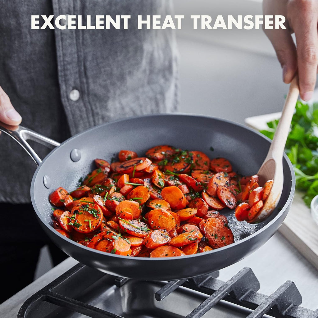 Healthy Ceramic Nonstick 10 Inch Frying Pan with Lid B486