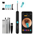 Ear Wax Removal Tool Camera - R1 Upgraded Anti-Fall Off Eartips Ear Cleaner with Camera, Wireless Otoscope with 1080P HD Waterproof Ear Camera, Earwax Removal Kit for iPhone, Android, Black
