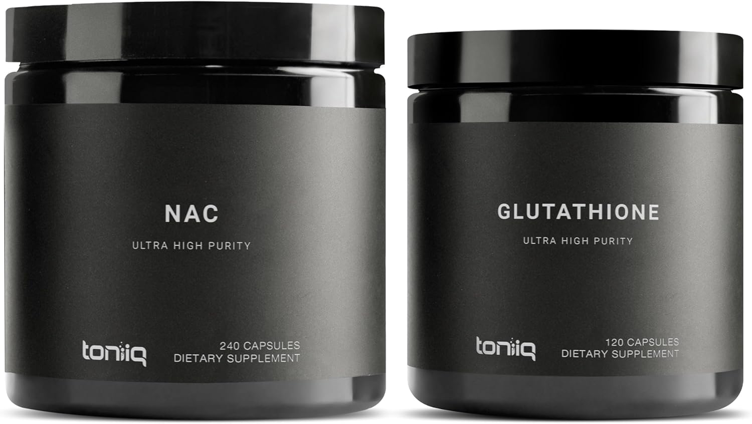 Toniiq Glutathione & NAC Bundle - 1300mg Ultra High Purity 98%+ NAC and Glutathione 1000mg Concentrated Formula - Highly Purified and Highly Bioavailable