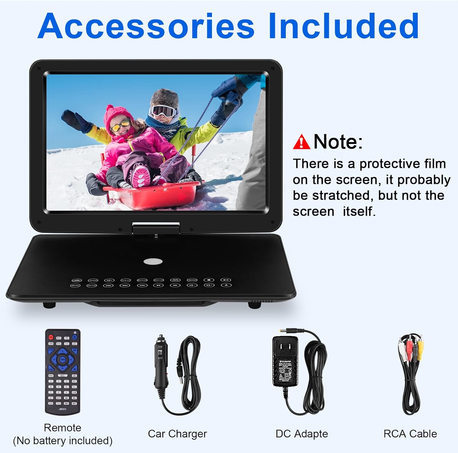 Portable DVD Player with HD Swivel Screen, Rechargeable Battery, USB/SD Card Support W355