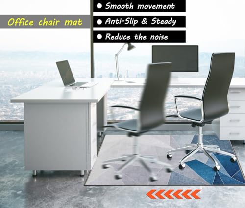 Office Chair Mat for Hardwood Floor, 36"x48", Anti-Slip, Black Blue O2806