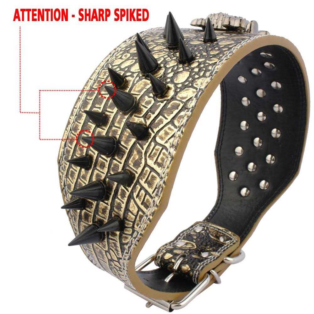Sharp Spiked Studded Leather Dog Collar for Medium Dogs B815