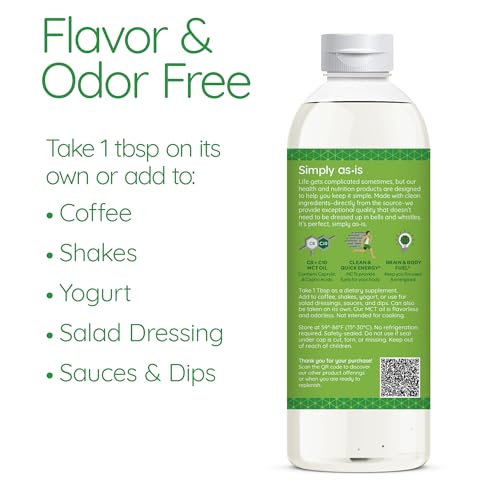 Organic MCT Oil C8 & C10 Unflavored from Non-GMO Coconuts, 40 fl oz Y85249