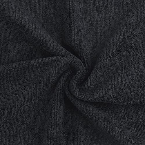 Black Salon Towel, Pack of 12, 16 x 27 Inches, Super Soft and Absorbent Microfiber K83331