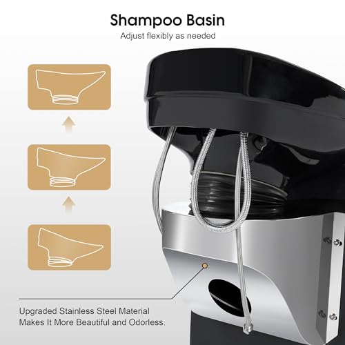 Ceramic Bowl Backwash Shampoo Chair, Adjustable Hair Washing Station for Salon and Spa S6878