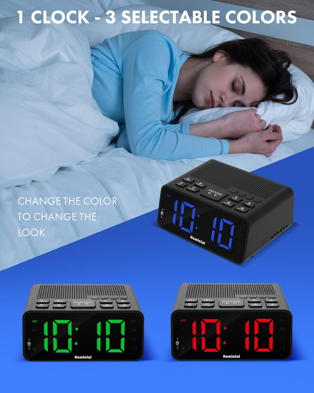 LED Alarm Clock Radio with AM/FM, Dimmer and Sleep Timer U5715