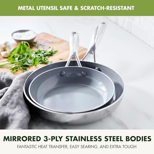 Hard Anodized Ceramic Nonstick Frying Pan Skillet Set, 8 and 10 Inch, PFAS-Free L781117