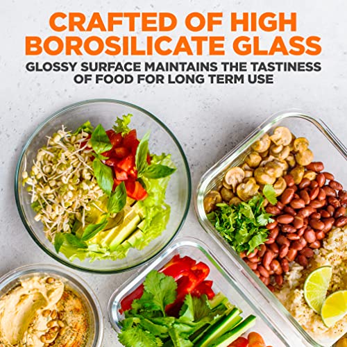 12-Piece Glass Food Storage Containers with Airtight Lids, BPA-Free W129