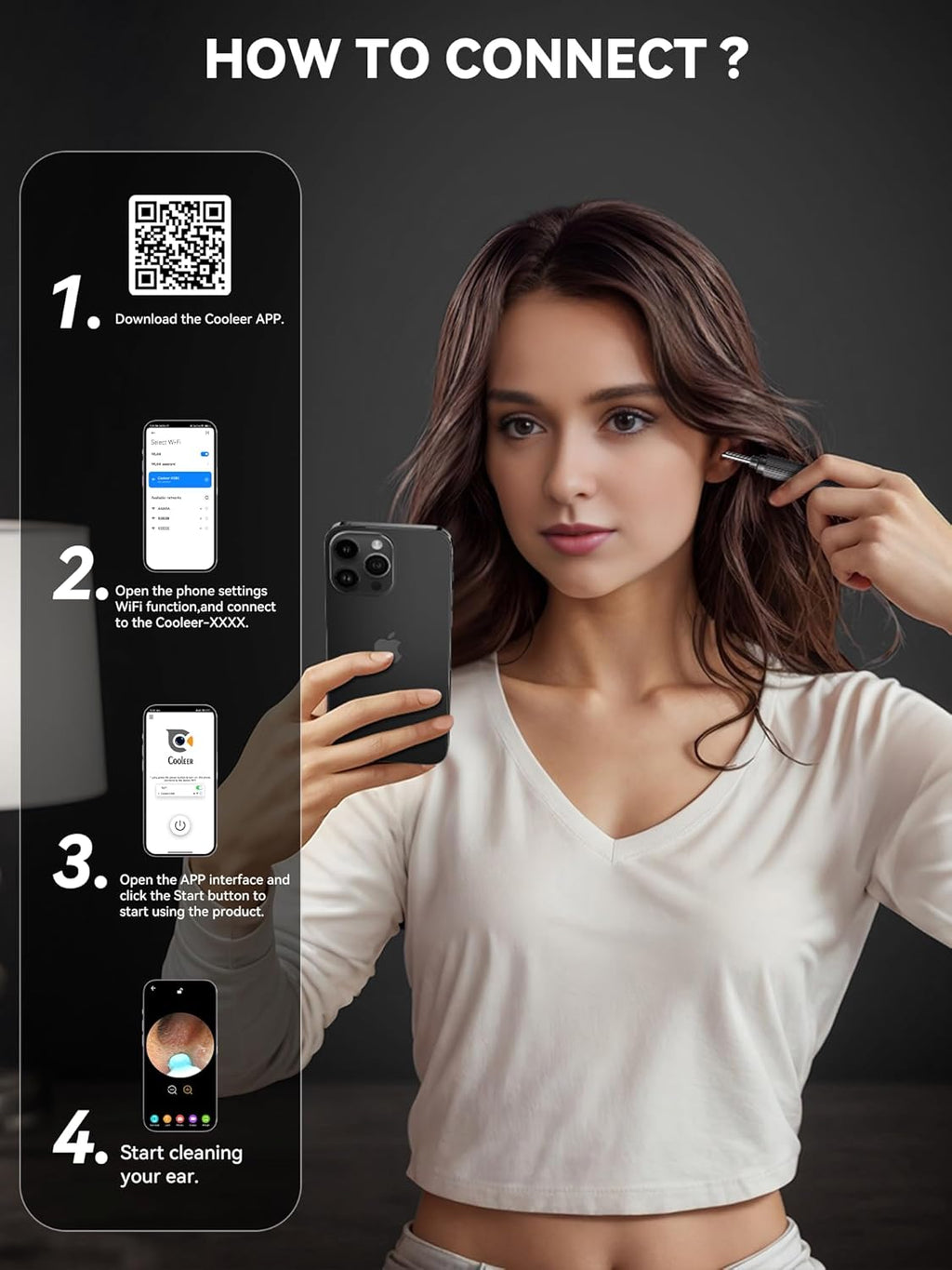 Ear Wax Removal Tool with 1296P HD Camera and 6 LED Lights Z9830