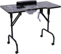 Portable Nail Table, Folding Nail Desk Manicures Desk Salon Beauty Mobile Station with Dust Collector 4 Universal Wheels for Nail Salons, Barbershops, Beauty Salons, Homes