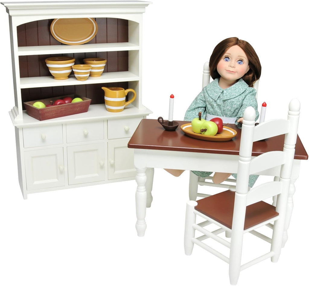 18 Inch Doll Furniture Wooden Kitchen Table and Two Chairs C4899