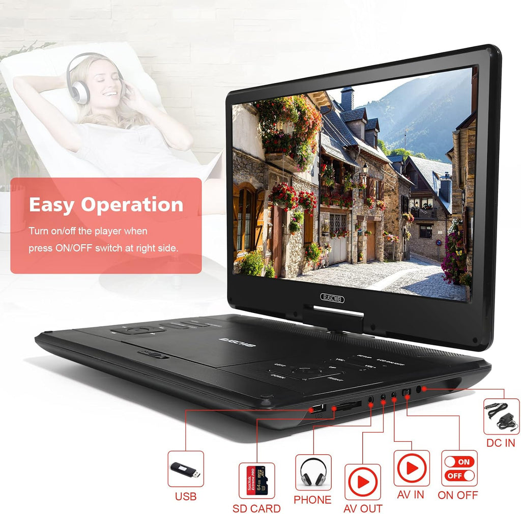 Portable DVD Player with 14.1" HD Screen and Carrying Bag W99655