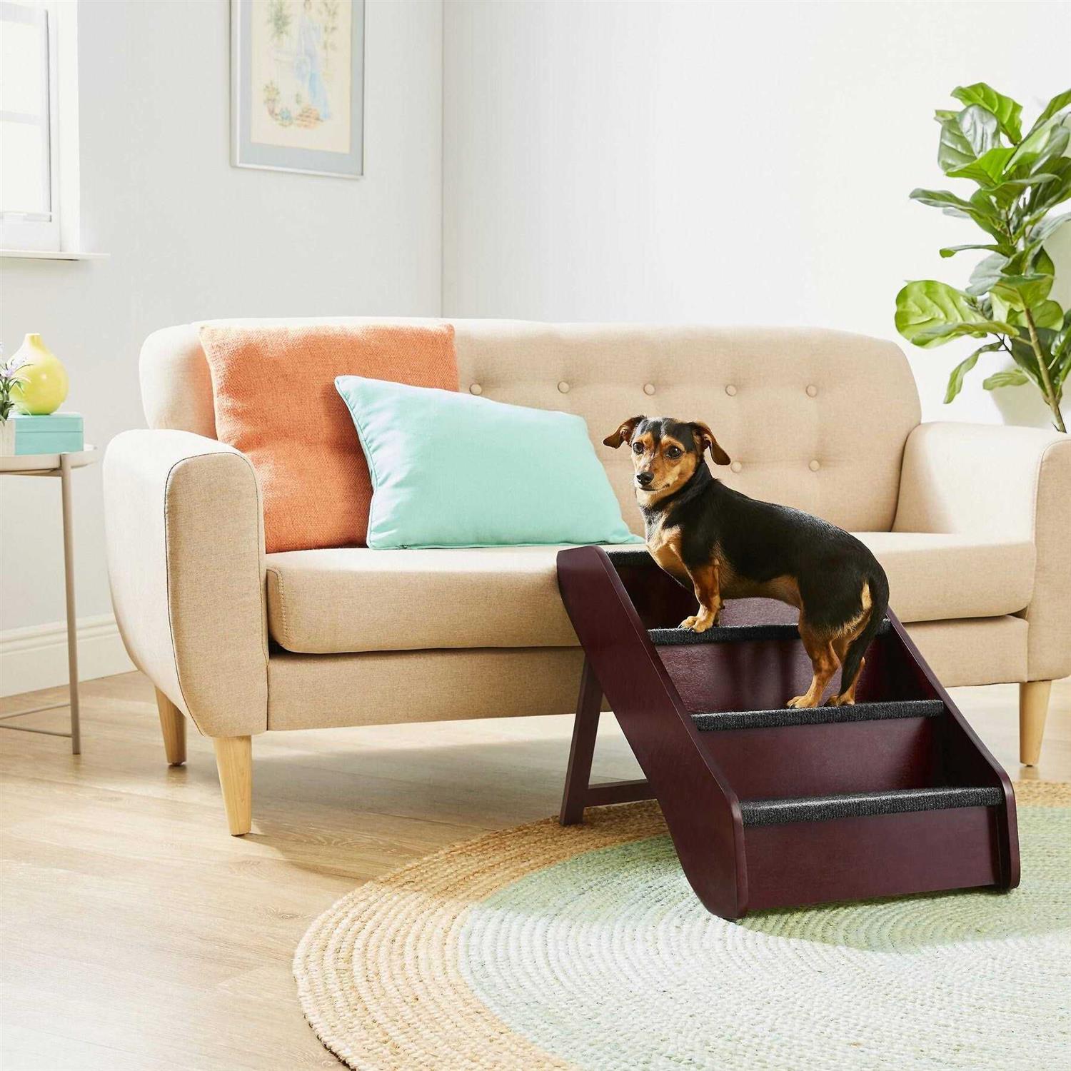 Frisco Deluxe Foldable Wood Carpeted Pet Stairs - Pet Supplies online store