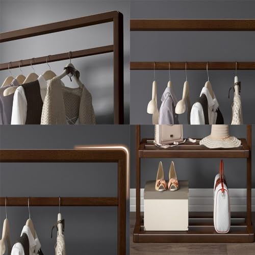 Solid Wood Coat Stand with Storage Shelves N3193