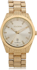 Accutime Elgin Men's Gold-Tone Analog Watch with Hammered Accents (Model FG160096AZ)