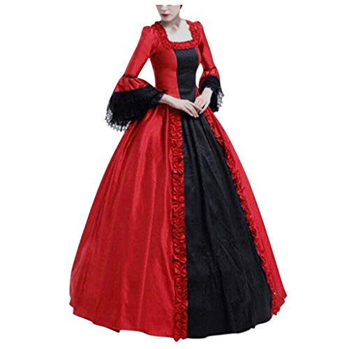 Medieval Patchwork Lace Flare Sleeve Maxi Dress for Women K51194