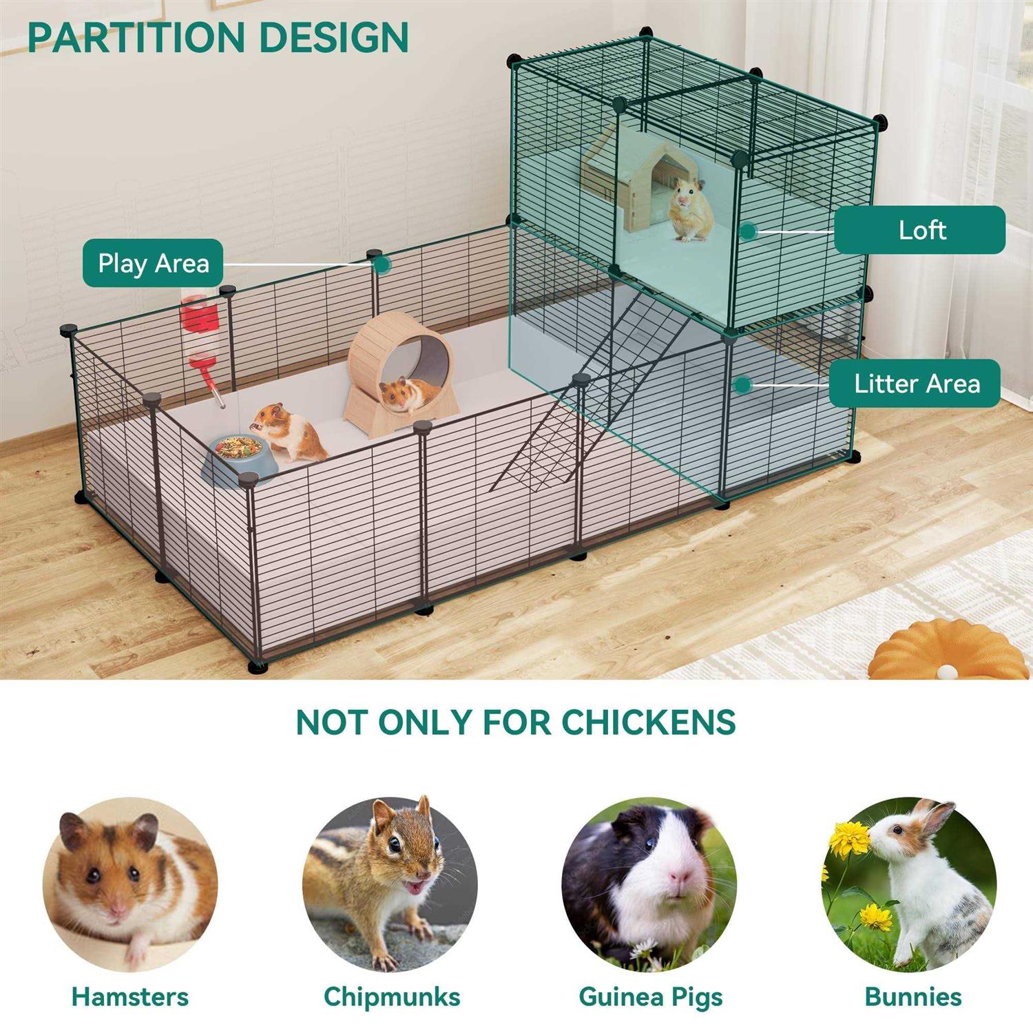 Guinea Pig Cage with Waterproof Plastic Liner Playpen for Small Animals U734