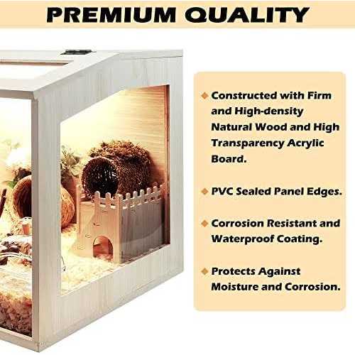 Hamster Cage Wooden Mice Rat Habitat with Acrylic Sheets C926304